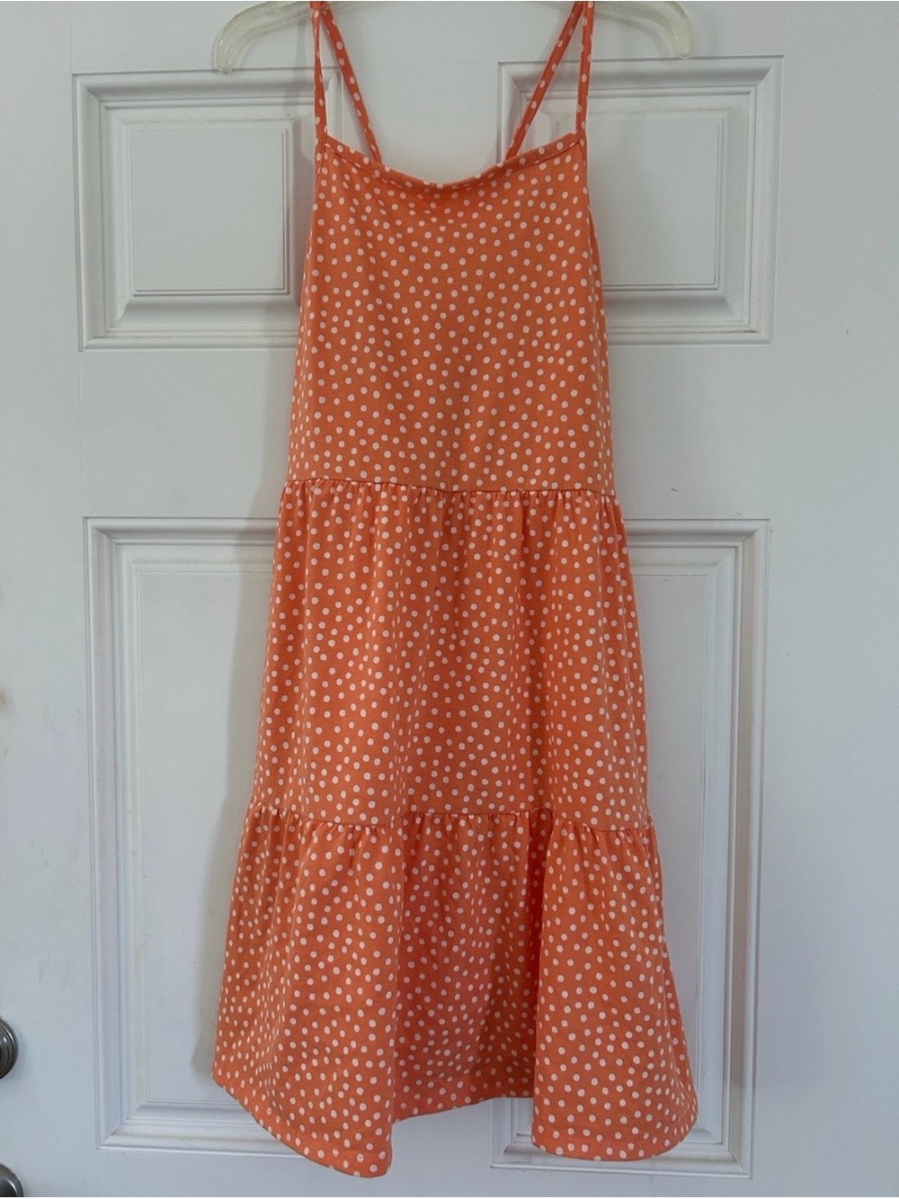 Cat & Jack Orange Polka
Dot Tiered Sundress, Semi New, Sz. 14/16.